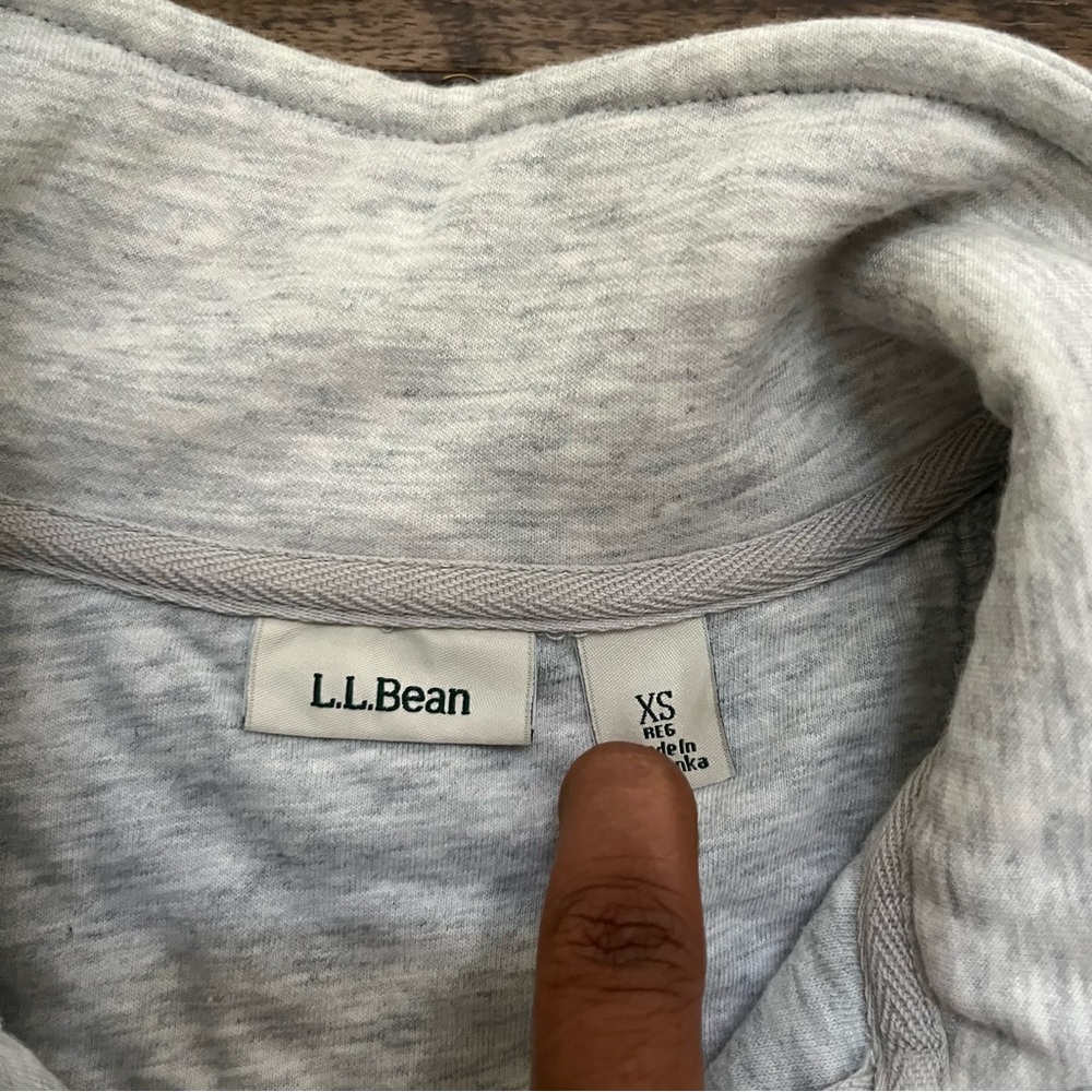 LL Bean 502745 quilted quarter zip 1/4 light gray pullover lightweight jacket XS - Picture 2 of 10